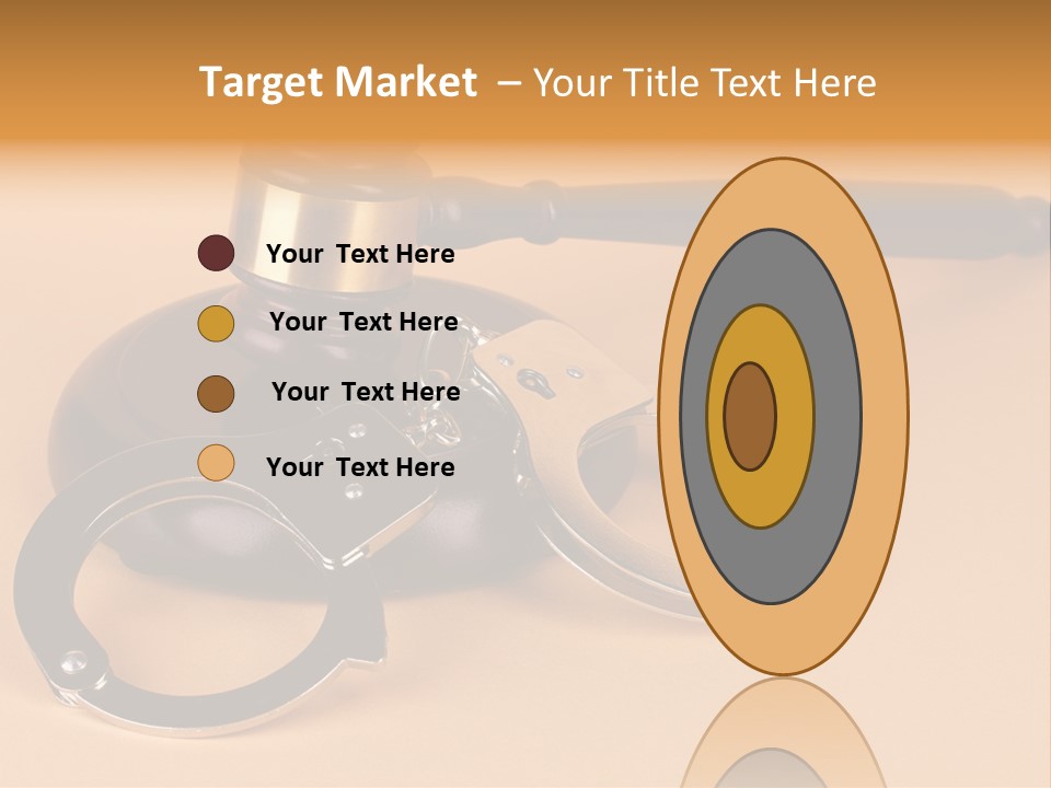 A Judge's Hammer And Handcuffs On Top Of A Table PowerPoint Template