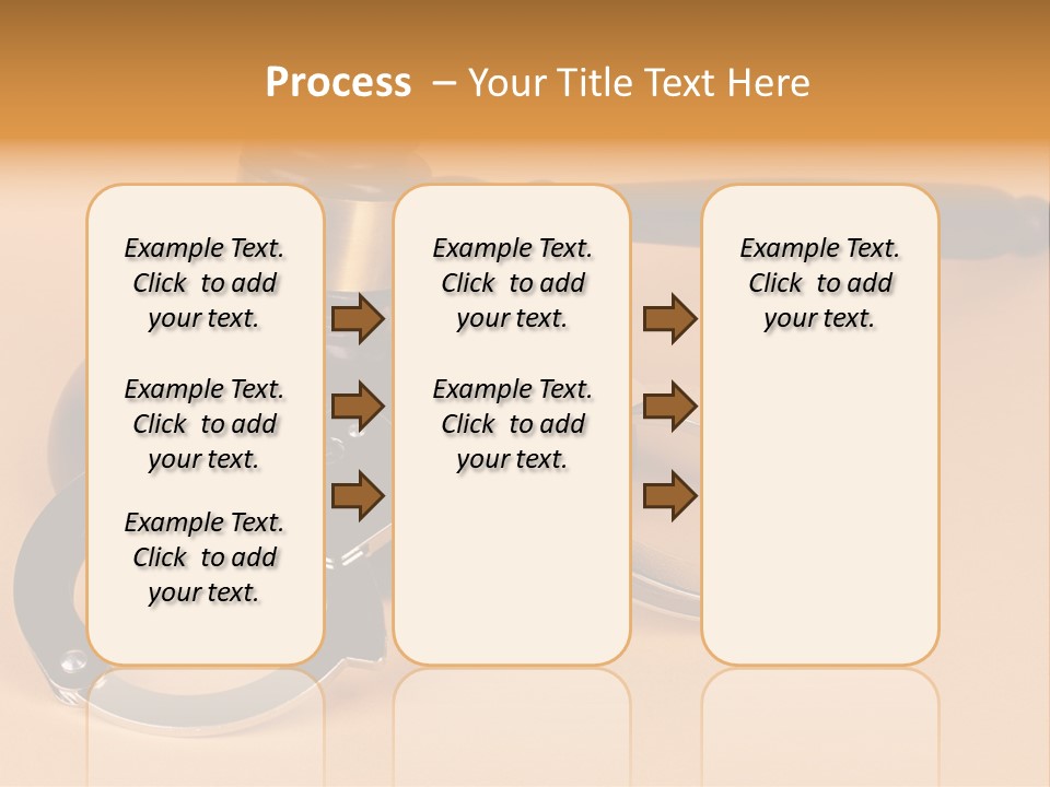 A Judge's Hammer And Handcuffs On Top Of A Table PowerPoint Template