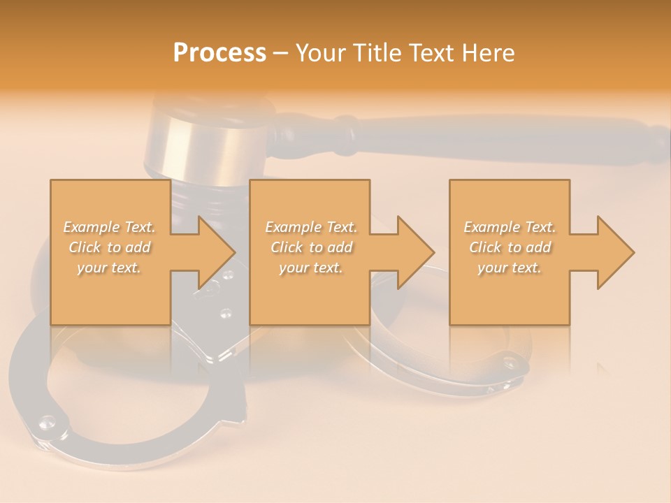 A Judge's Hammer And Handcuffs On Top Of A Table PowerPoint Template