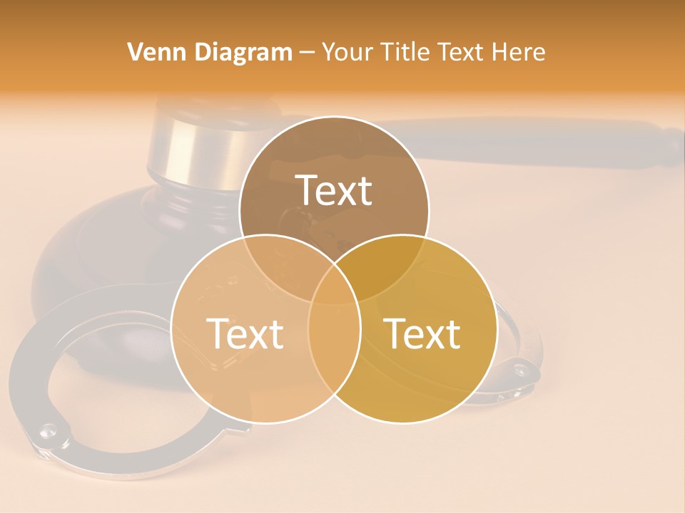 A Judge's Hammer And Handcuffs On Top Of A Table PowerPoint Template
