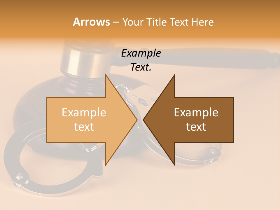 A Judge's Hammer And Handcuffs On Top Of A Table PowerPoint Template