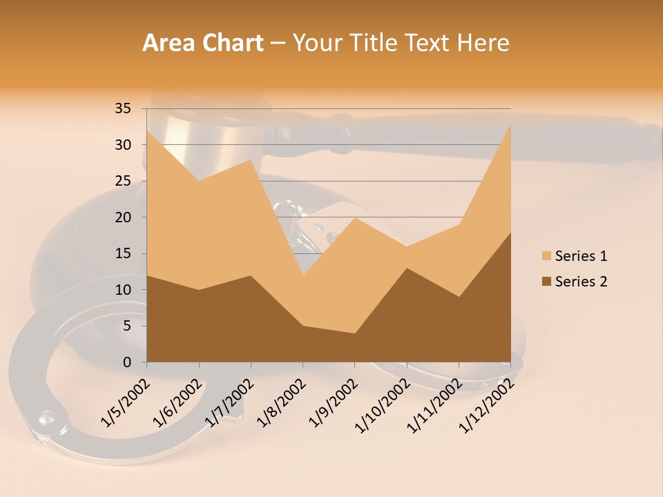A Judge's Hammer And Handcuffs On Top Of A Table PowerPoint Template