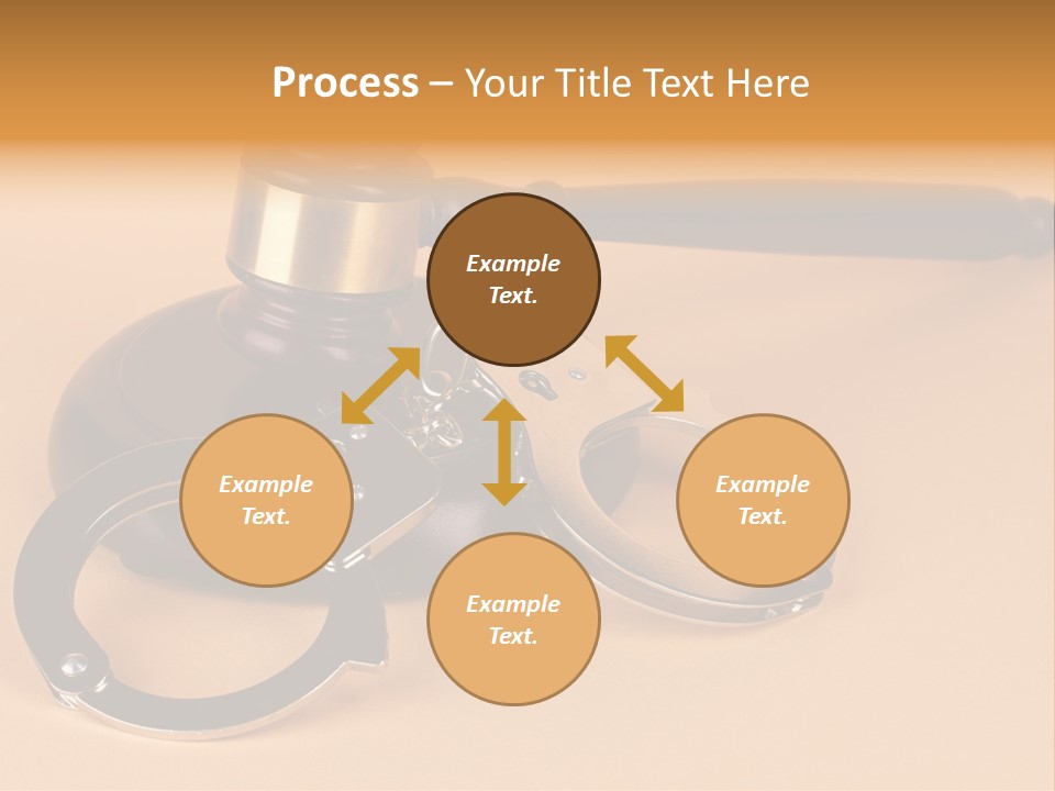 A Judge's Hammer And Handcuffs On Top Of A Table PowerPoint Template