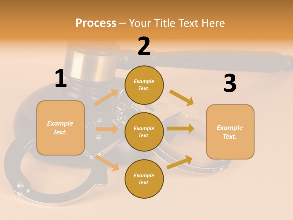 A Judge's Hammer And Handcuffs On Top Of A Table PowerPoint Template