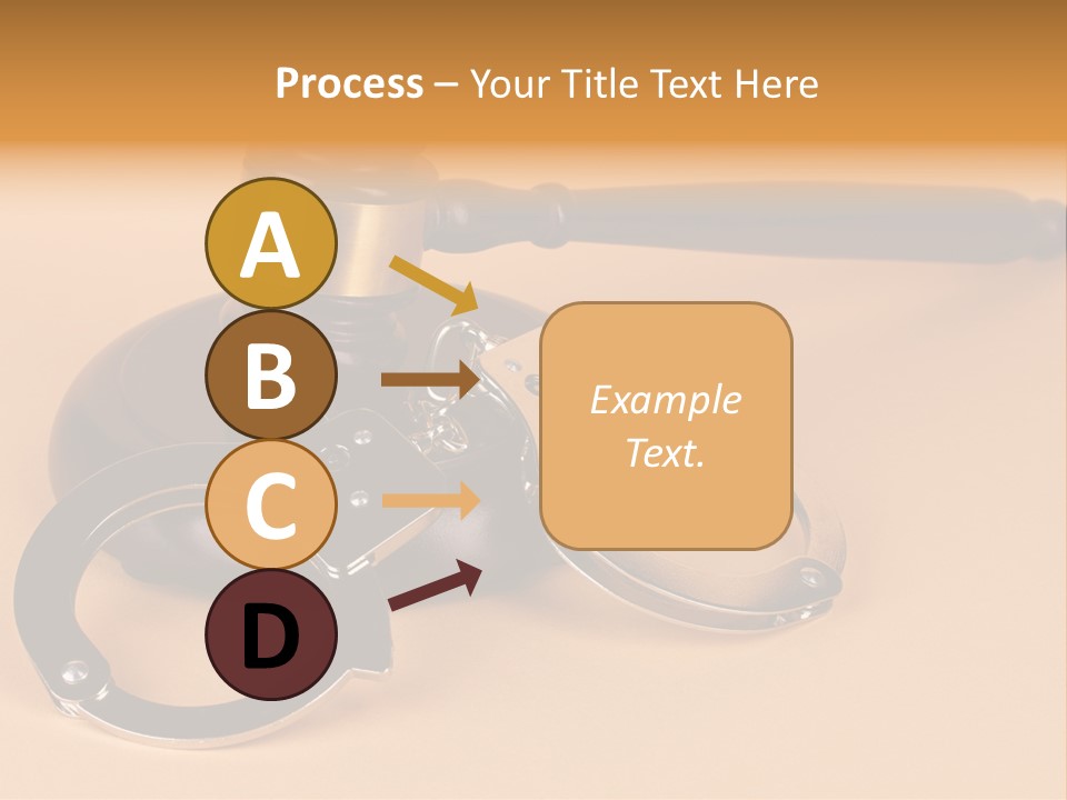 A Judge's Hammer And Handcuffs On Top Of A Table PowerPoint Template