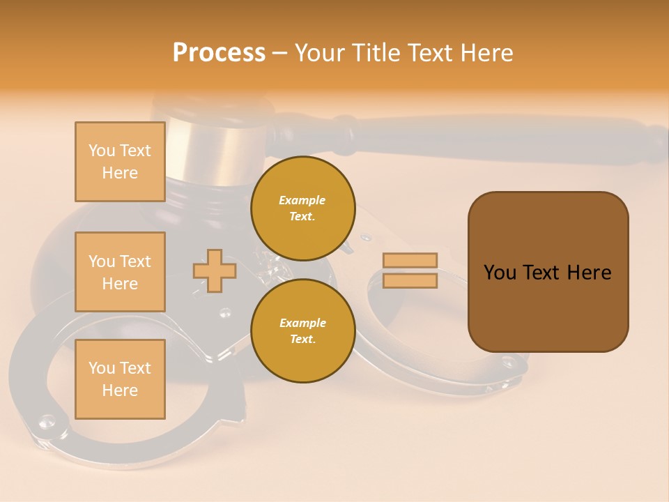 A Judge's Hammer And Handcuffs On Top Of A Table PowerPoint Template