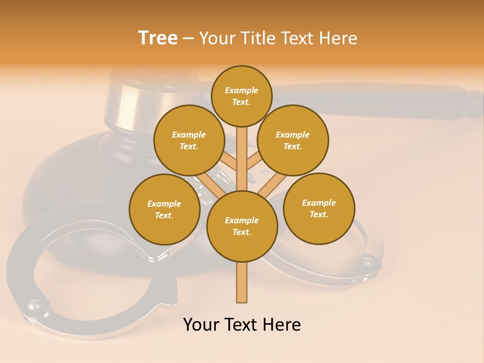A Judge's Hammer And Handcuffs On Top Of A Table PowerPoint Template
