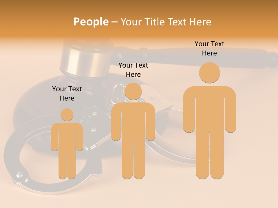 A Judge's Hammer And Handcuffs On Top Of A Table PowerPoint Template