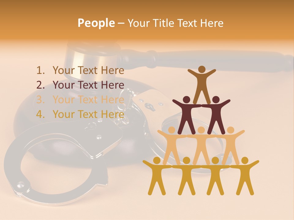 A Judge's Hammer And Handcuffs On Top Of A Table PowerPoint Template