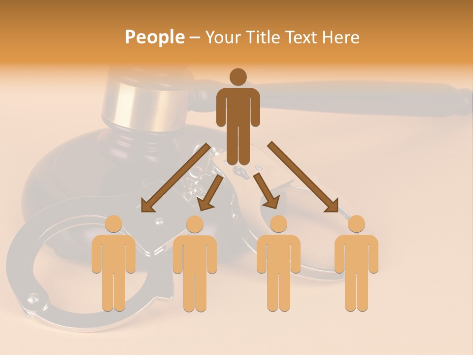 A Judge's Hammer And Handcuffs On Top Of A Table PowerPoint Template