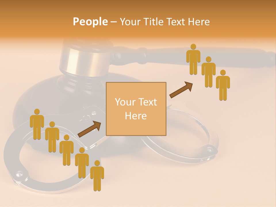 A Judge's Hammer And Handcuffs On Top Of A Table PowerPoint Template