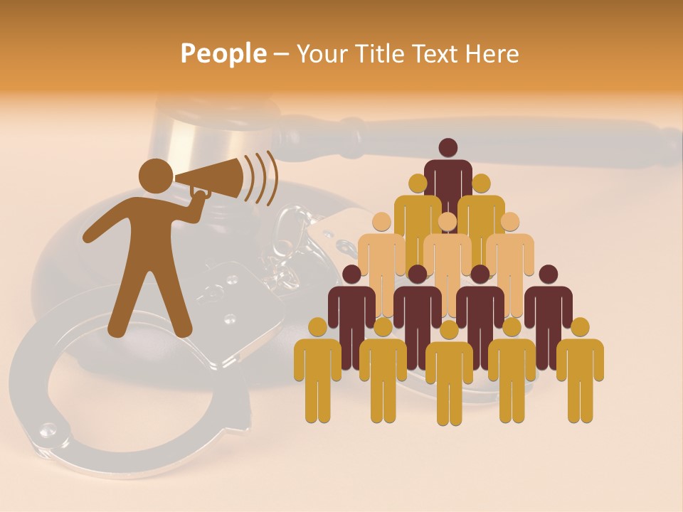 A Judge's Hammer And Handcuffs On Top Of A Table PowerPoint Template