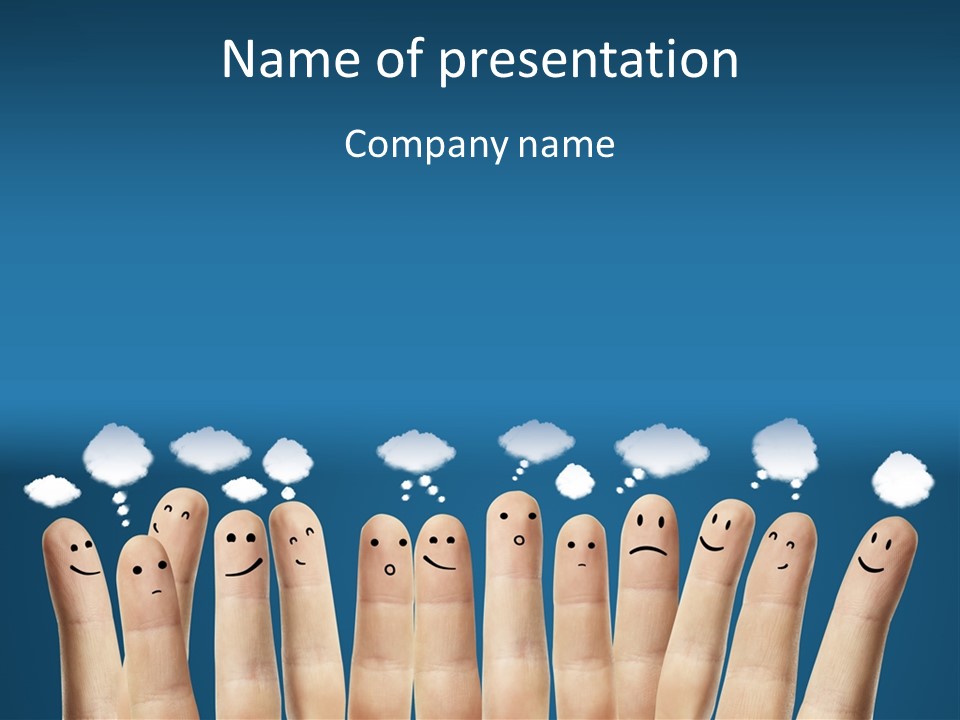 A Group Of Fingers With Faces Drawn On Them PowerPoint Template