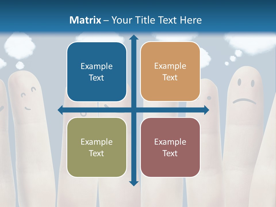 A Group Of Fingers With Faces Drawn On Them PowerPoint Template