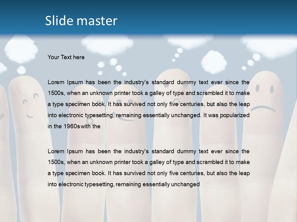 A Group Of Fingers With Faces Drawn On Them PowerPoint Template