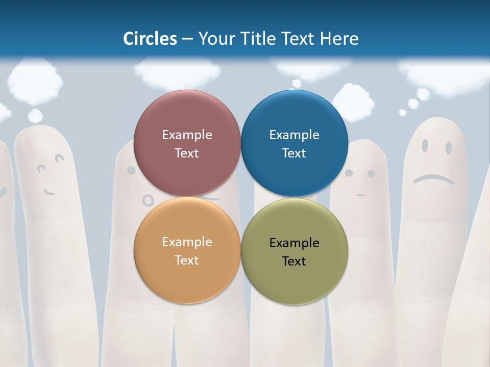 A Group Of Fingers With Faces Drawn On Them PowerPoint Template