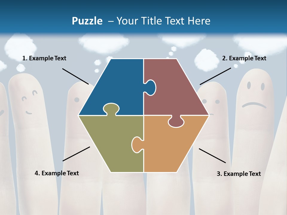 A Group Of Fingers With Faces Drawn On Them PowerPoint Template