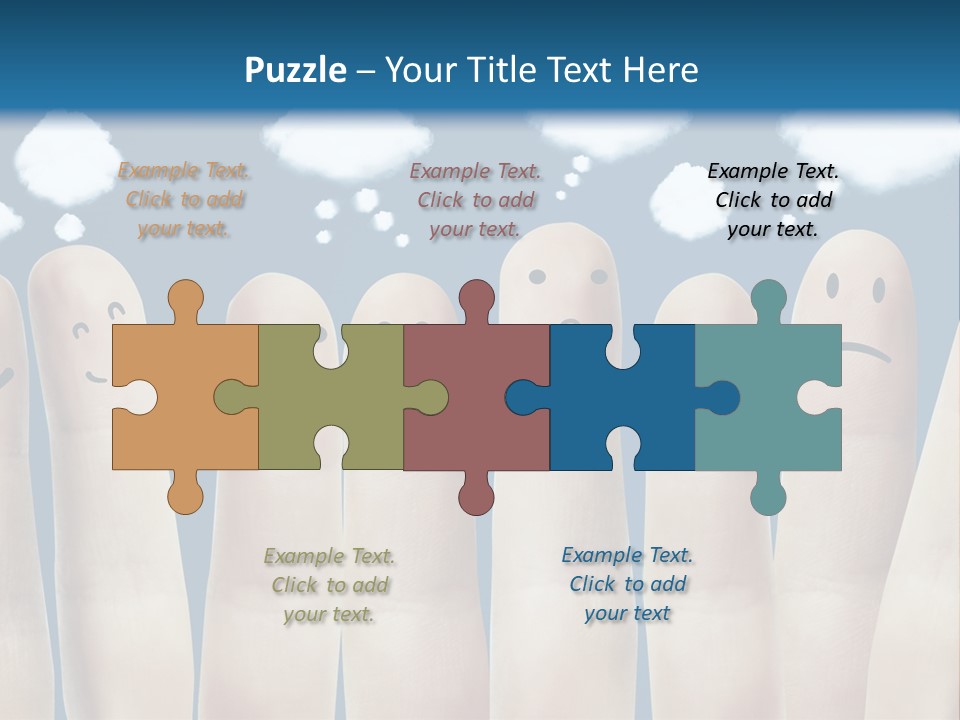 A Group Of Fingers With Faces Drawn On Them PowerPoint Template