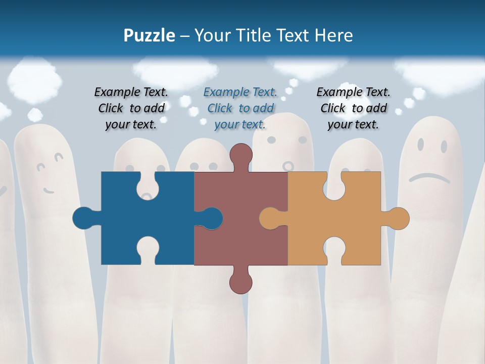 A Group Of Fingers With Faces Drawn On Them PowerPoint Template