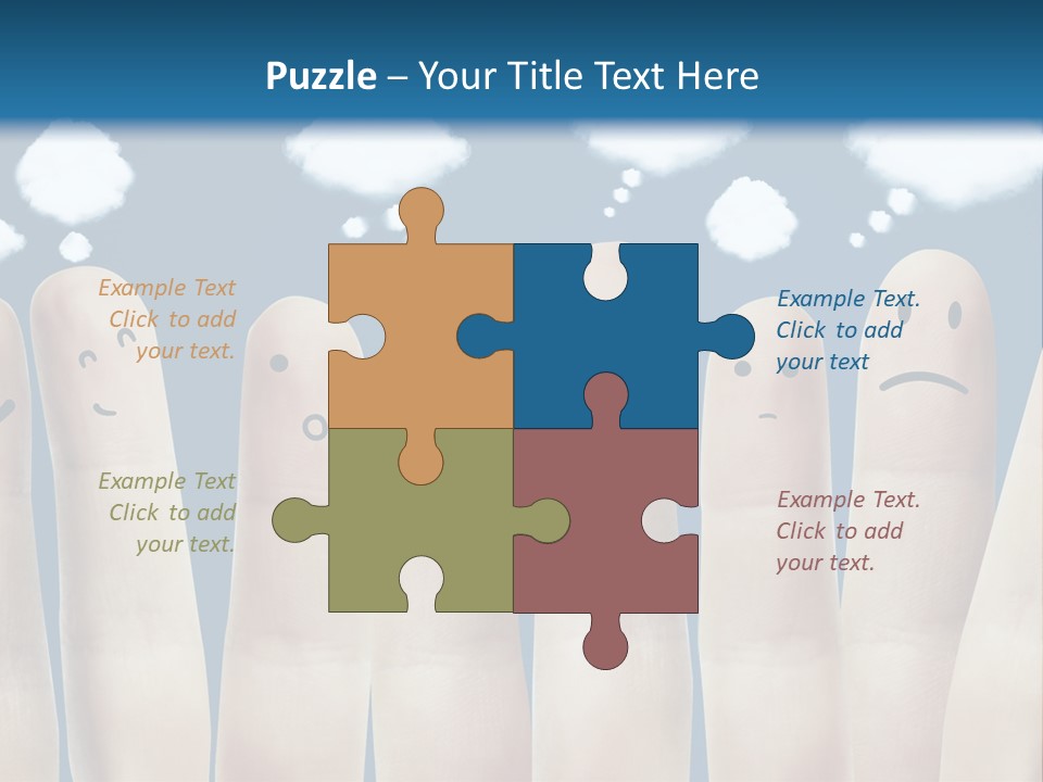 A Group Of Fingers With Faces Drawn On Them PowerPoint Template