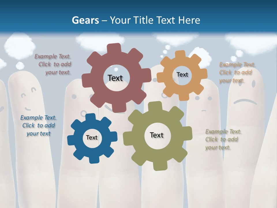 A Group Of Fingers With Faces Drawn On Them PowerPoint Template