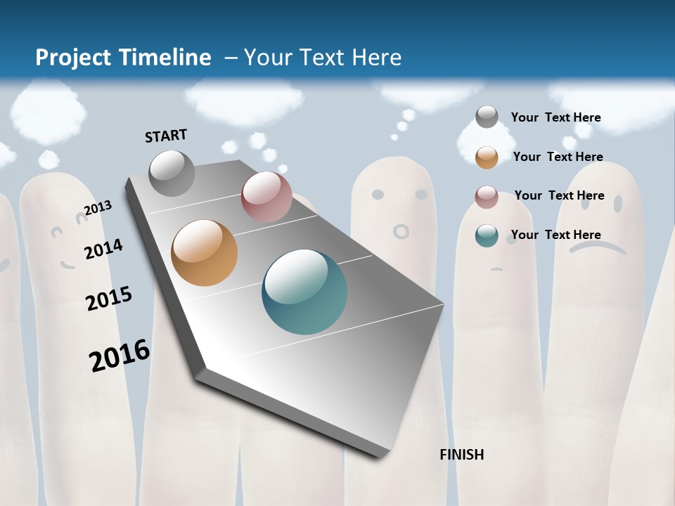 A Group Of Fingers With Faces Drawn On Them PowerPoint Template