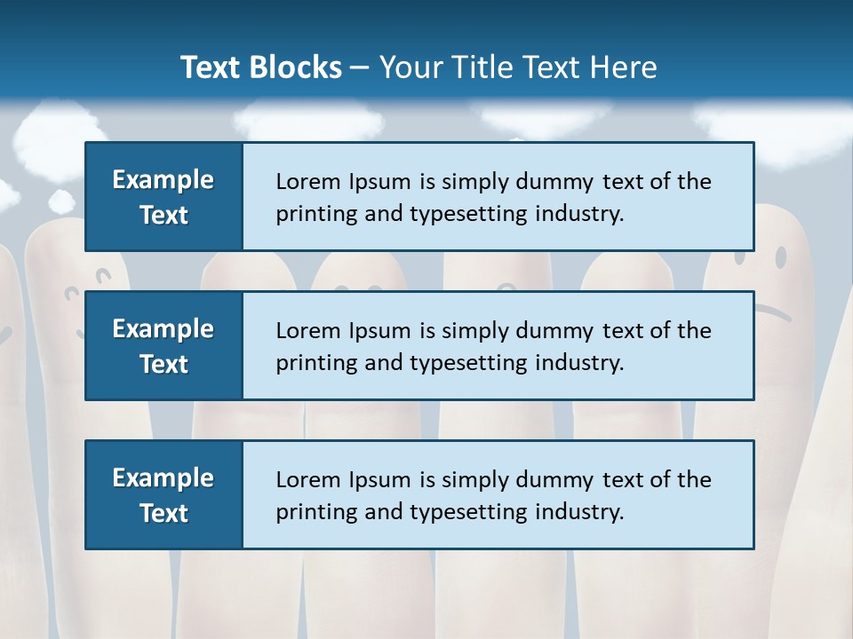 A Group Of Fingers With Faces Drawn On Them PowerPoint Template