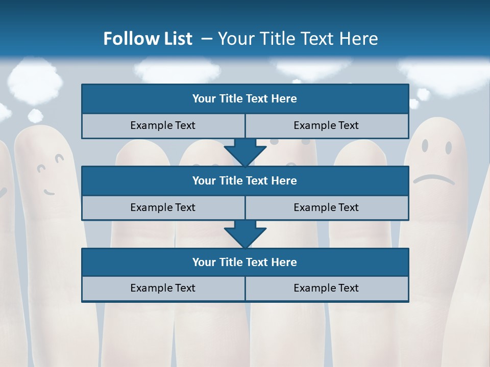A Group Of Fingers With Faces Drawn On Them PowerPoint Template