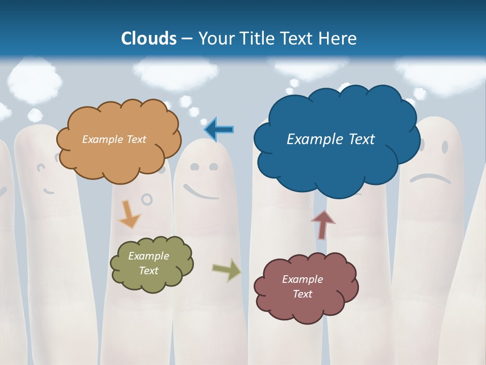 A Group Of Fingers With Faces Drawn On Them PowerPoint Template