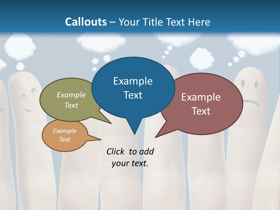 A Group Of Fingers With Faces Drawn On Them PowerPoint Template