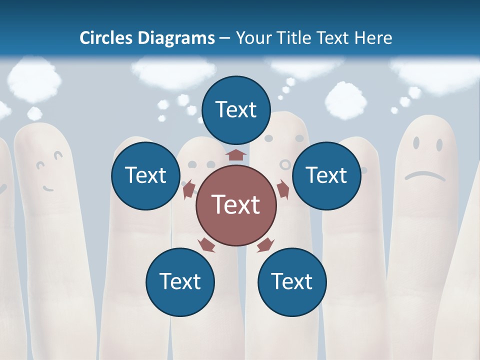 A Group Of Fingers With Faces Drawn On Them PowerPoint Template