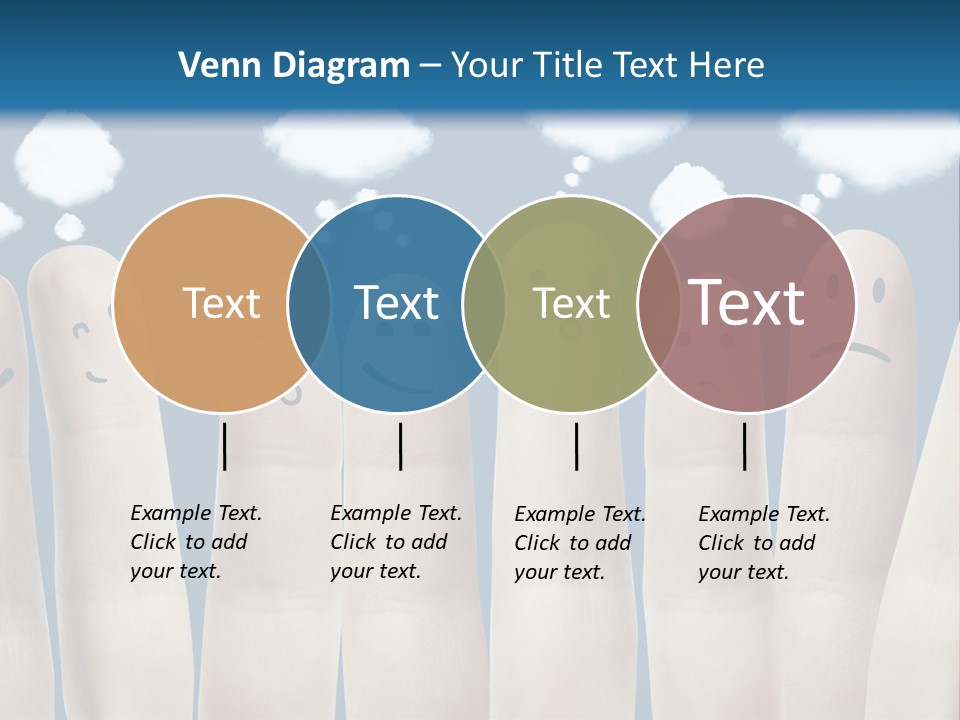 A Group Of Fingers With Faces Drawn On Them PowerPoint Template