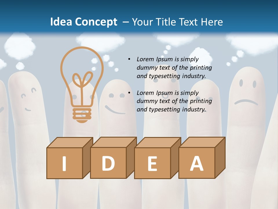 A Group Of Fingers With Faces Drawn On Them PowerPoint Template