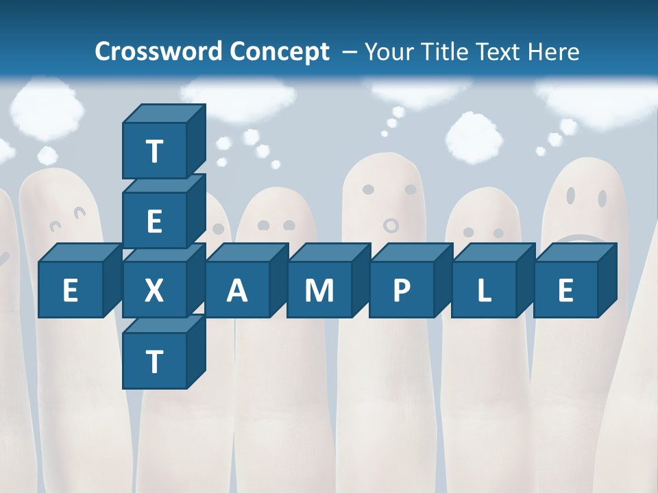 A Group Of Fingers With Faces Drawn On Them PowerPoint Template