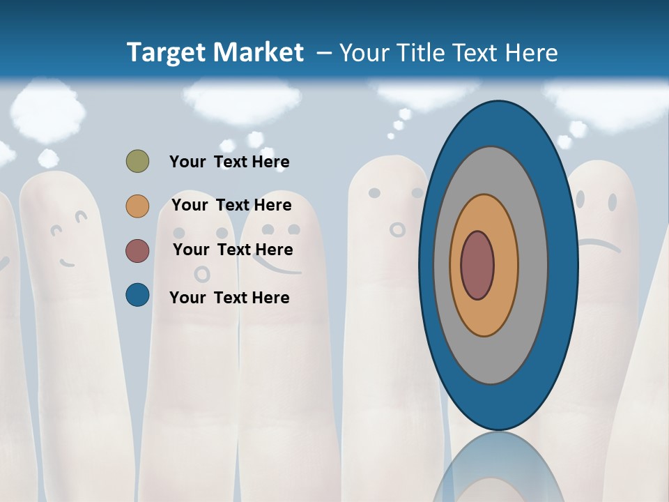 A Group Of Fingers With Faces Drawn On Them PowerPoint Template