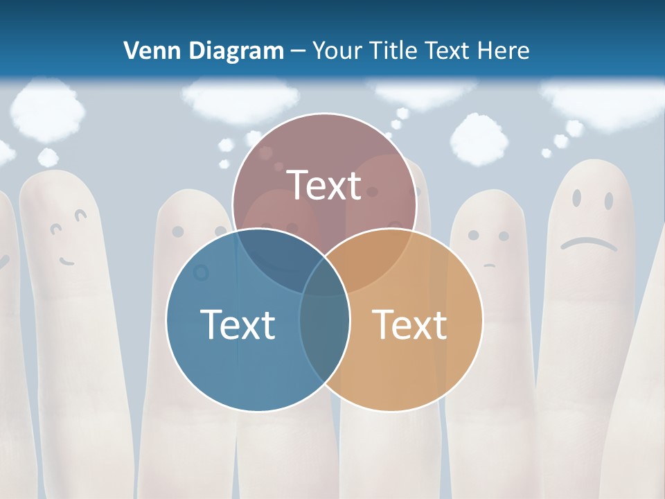 A Group Of Fingers With Faces Drawn On Them PowerPoint Template