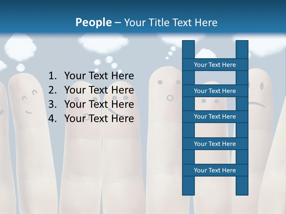 A Group Of Fingers With Faces Drawn On Them PowerPoint Template
