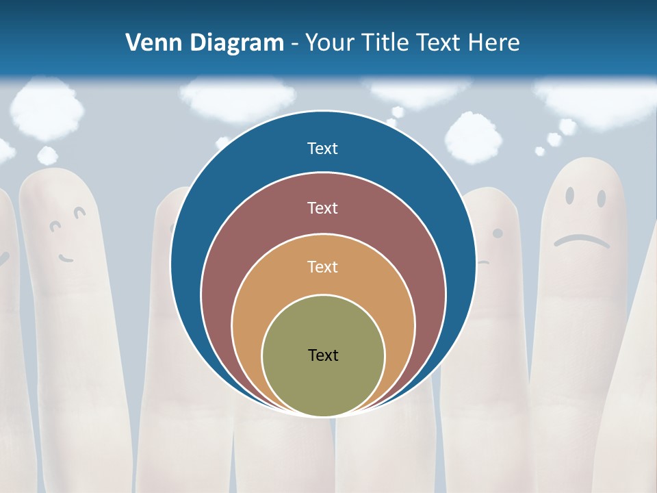 A Group Of Fingers With Faces Drawn On Them PowerPoint Template