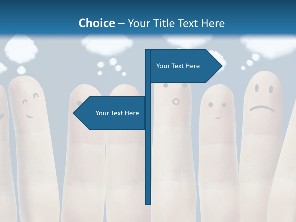 A Group Of Fingers With Faces Drawn On Them PowerPoint Template