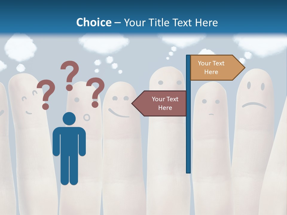 A Group Of Fingers With Faces Drawn On Them PowerPoint Template