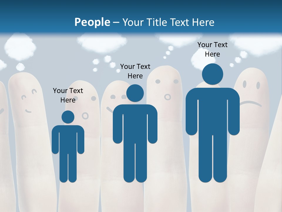 A Group Of Fingers With Faces Drawn On Them PowerPoint Template
