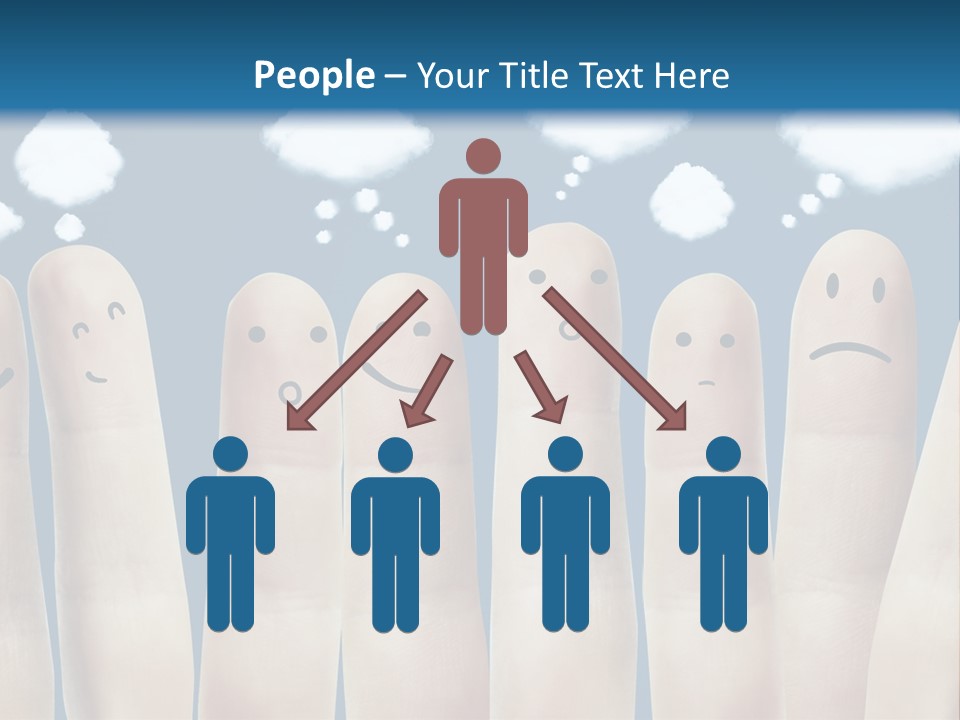 A Group Of Fingers With Faces Drawn On Them PowerPoint Template