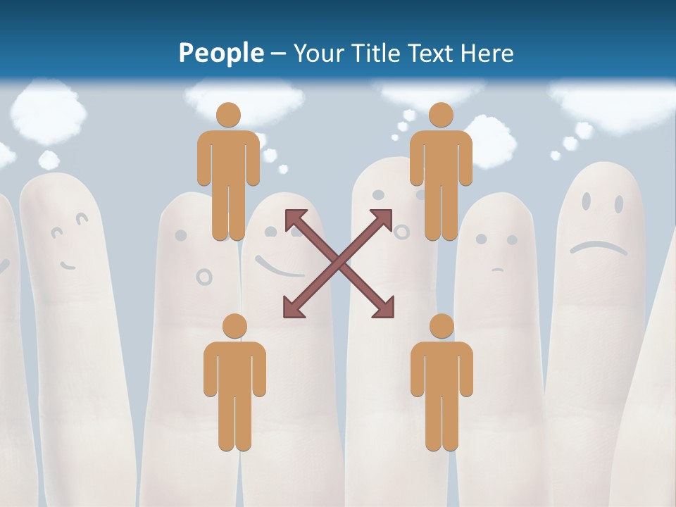 A Group Of Fingers With Faces Drawn On Them PowerPoint Template