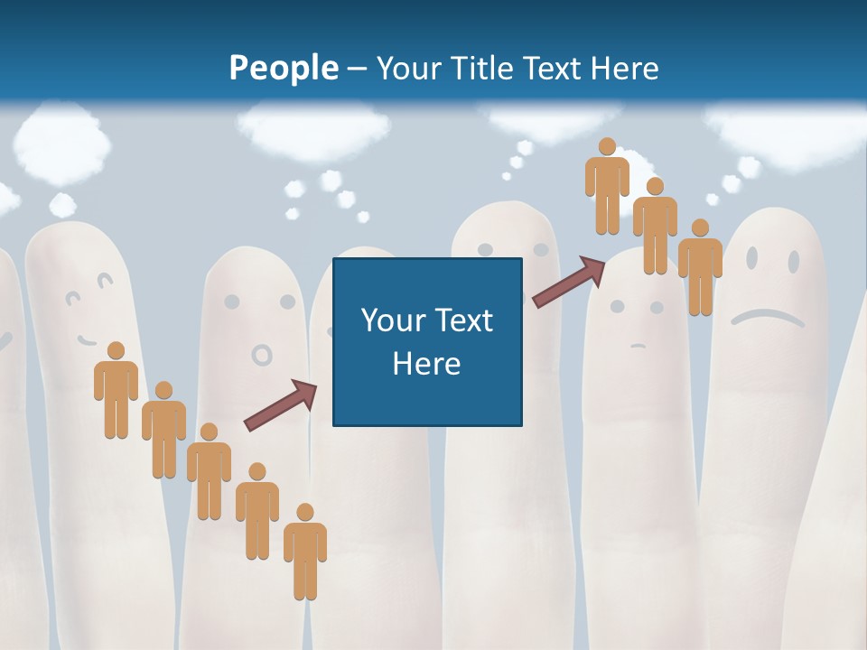 A Group Of Fingers With Faces Drawn On Them PowerPoint Template