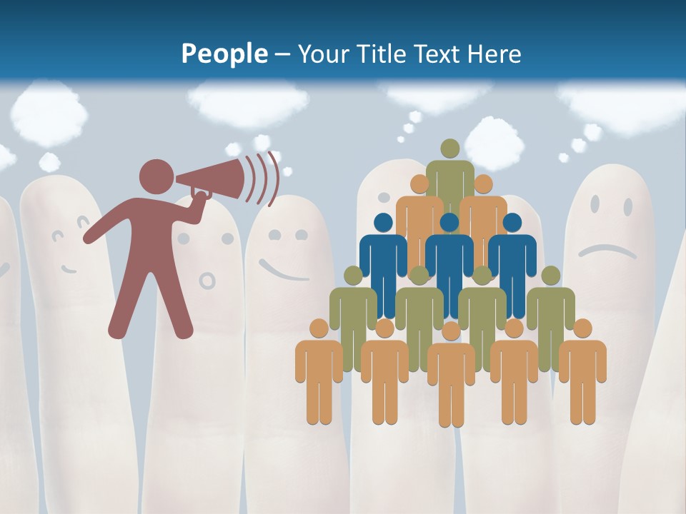 A Group Of Fingers With Faces Drawn On Them PowerPoint Template