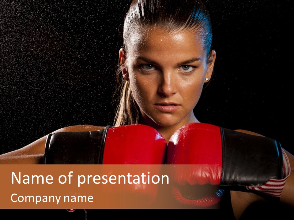 Fighter Competitive Gloves PowerPoint Template