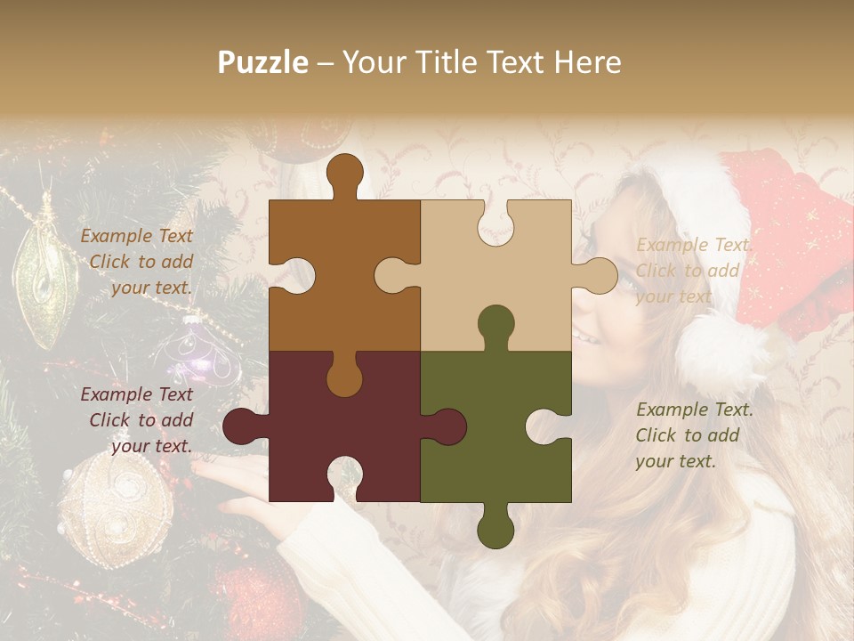 Beauty Golden Decorate PowerPoint Template