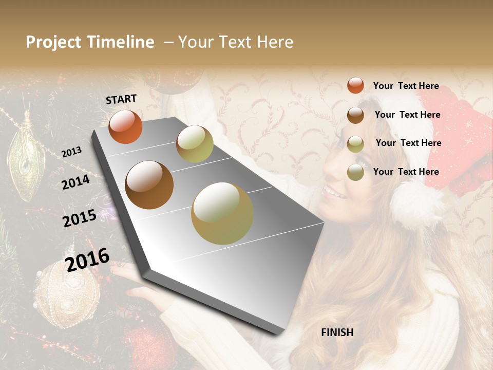 Beauty Golden Decorate PowerPoint Template