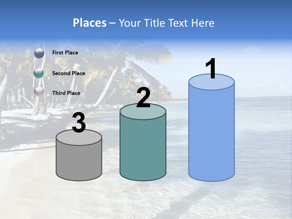 A Sandy Beach With Palm Trees And Water PowerPoint Template