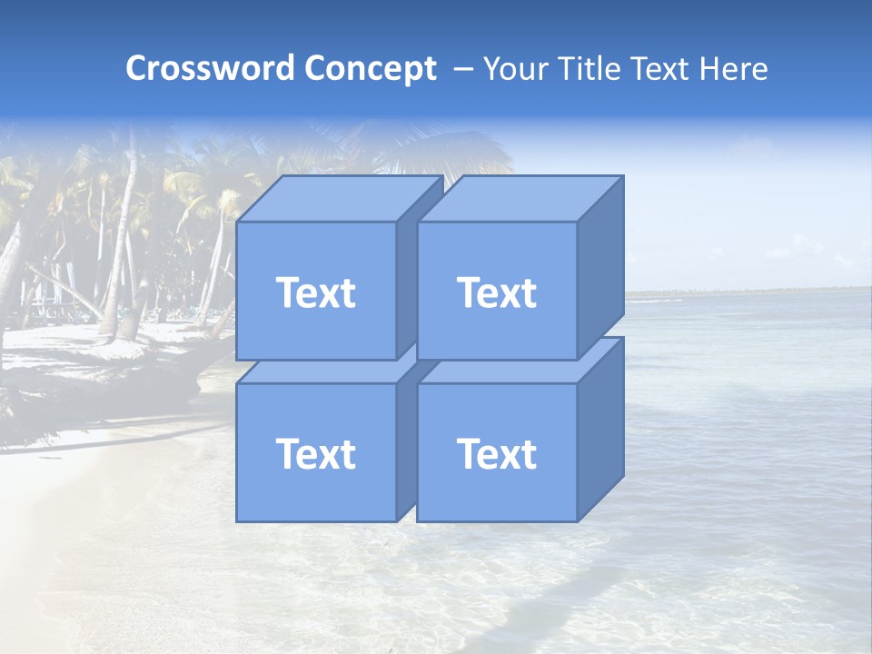 A Sandy Beach With Palm Trees And Water PowerPoint Template